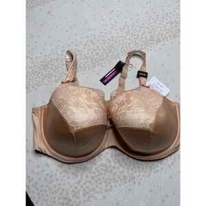 CURVY COUTURE Tulip Lace Push Up Bra Bombshell Nude Women's Size 40DDD NEW‎ NWT